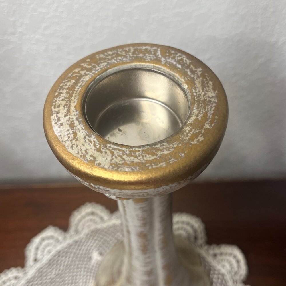 Vintage MCM Two Piece Royal Haeger 22K Gold Tweed Candle Holder and Shell Dish - Picture 10 of 11